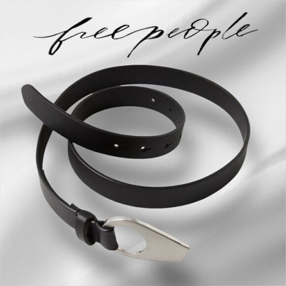 Free People Women’s Monroe Leather Belt with Silver Hardware in the Size M/L - Picture 1 of 8